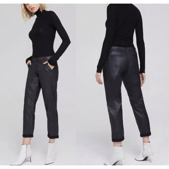 AG Adriano Goldschmied The Caden Tailored Trouser Coated Faux Leather Black 30R - Picture 11 of 12